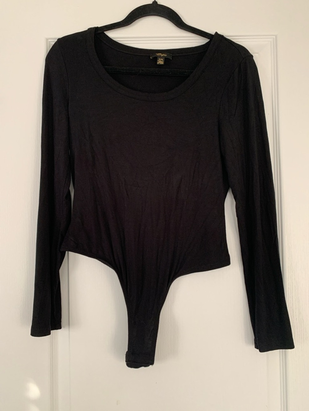 Cupio Black Long-Sleeve Scoop Neck Bodysuit